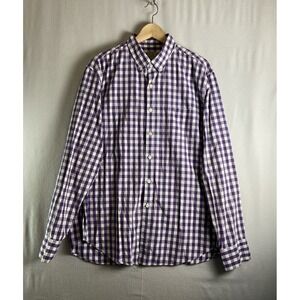 J.Crew Mens XL Shirt Purple White Gingham Check Long Sleeve Button Down Casual